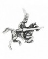 Sterling Silver Oxidized Three Dimensional Knight Riding on Horse Charm - CV1198R6GJH