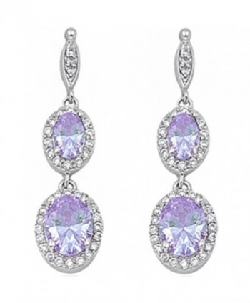 Simulated Gemstone Zirconia Sterling Earrings - Lavender Cubic Zirconia - CC11I36502N