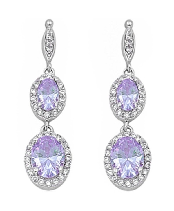 Simulated Gemstone Zirconia Sterling Earrings - Lavender Cubic Zirconia - CC11I36502N