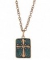 Ganz Antiqued Copper-Tone & Green Enamel Cross Necklace on 18" Link Chain - CJ18048K40G