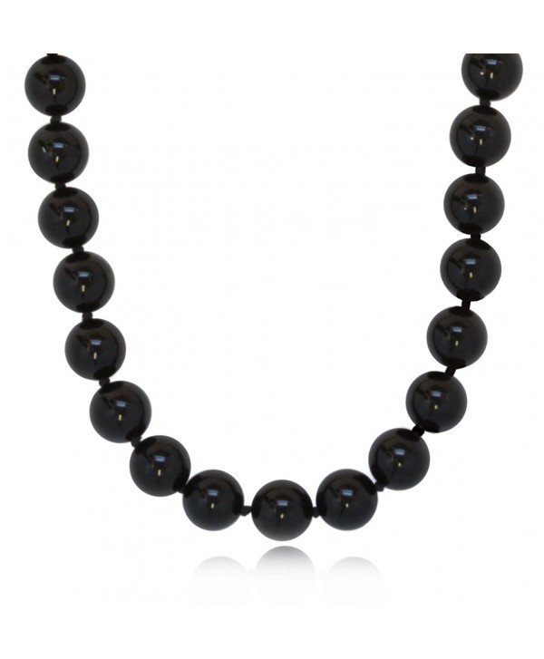 ISAAC WESTMAN 8mm Polished Black Onyx Necklace | .925 Sterling Silver - C1182GGXCDU