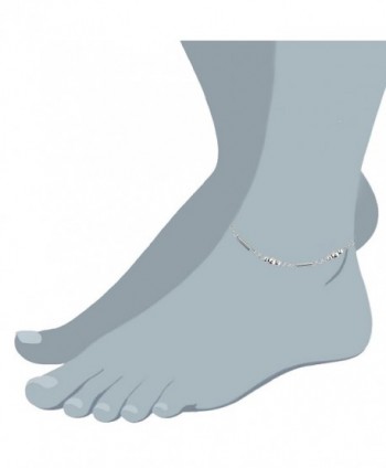 Fancy Faceted Anklet Sterling Silver in Women's Anklets