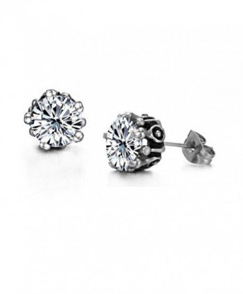Titanium Steel Ti Austrian Eye Shaped Austrian Crystal Hearts and Arrows Diamond Stud Earrings - CR11FRRTSER
