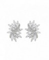 EVER FAITH Women's 925 Sterling Silver CZ Gorgeous Bridal Floral Leaf Pierced Stud Earrings Clear - CB12NH20KE1