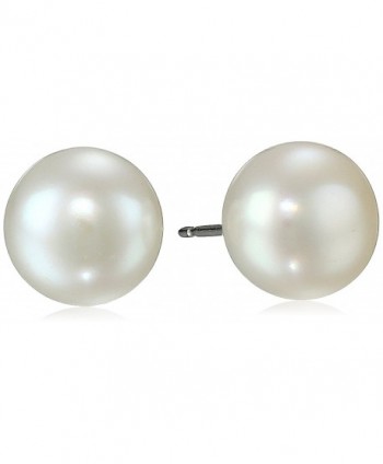 Bling Jewelry White Simulated Pearl Stud earrings 925 Sterling Silver 12mm - CN114EJO1BT