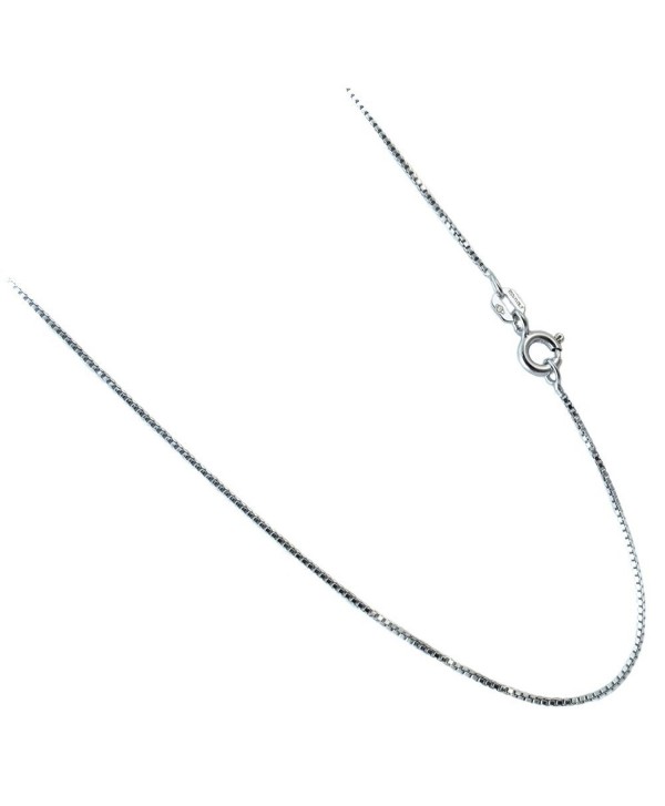 1mm Box Chain. Rhodium Plated Over .925 Sterling Silver Necklace. 16-18-20-22-24 Inches - C4121ZHL4NP
