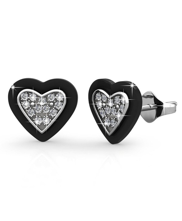 FAPPAC Ceramic Heart Stud Earrings Enriched with Swarovski Crystals - C212O2TRUUP