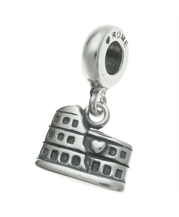 925 Sterling Silver Love Rome Colosseum Coliseum Travel European Dangle Charm - CC11FVZ8XCX