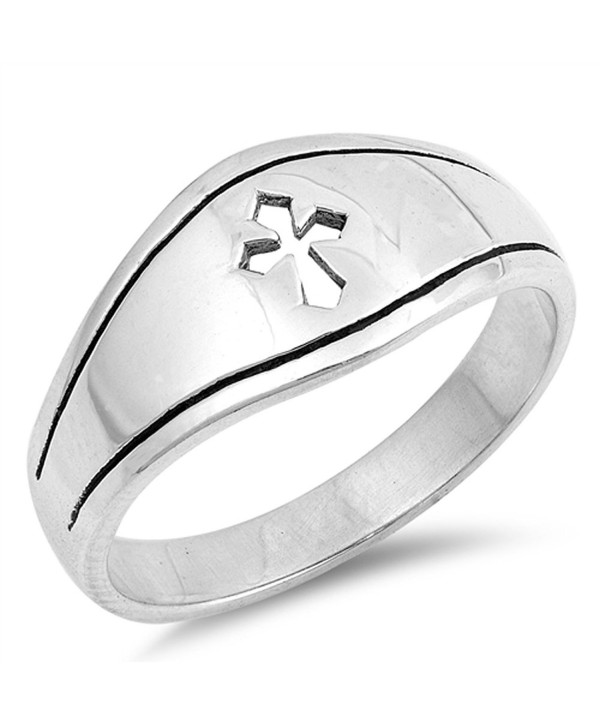 Medieval Cutout Cross Christian Promise Ring 925 Sterling Silver Band Sizes 5-12 - C5184Y7UEH9