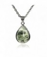 Amandastone Natural Gemstone Prehnite Charm Pendant Necklaces 20" - Prehnite - CD12N4WGMIJ