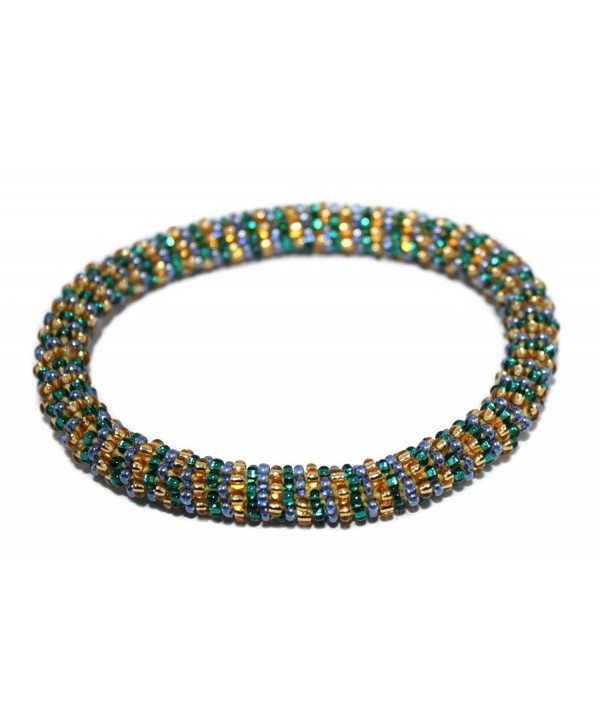 Crochet Glass Seed Bead Bracelet Roll on Bracelet Nepal Bracelet SB400 - CA1290XT9IN