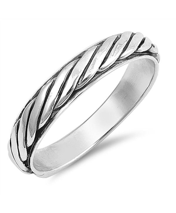 Rope Eternity Twisted Thumb Ring New .925 Sterling Silver Band Sizes 6-12 - CT187YW5XAO