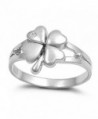 Sterling Silver Women's Lucky 4 Leaf Clover Ring Beautiful 925 Band Sizes 4-10 - CZ11GP3H7P9