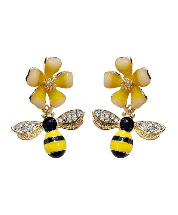 CHUYUN Crystal Bumblebee Bumble HoneyBee Bee Insect Dangle Drop Earrings for Women Kids Girls - CP184KL6ZW6