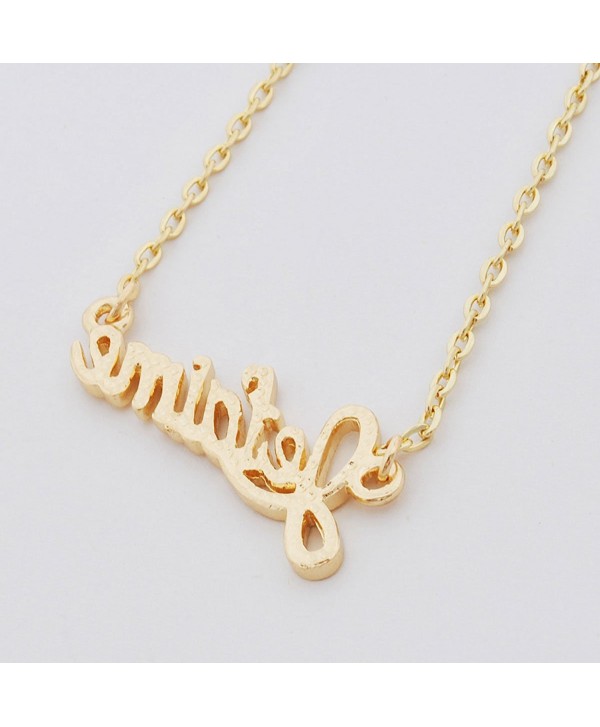 Monogram Necklace Personalized Name Pendent Charm Statement Gold Tone ...
