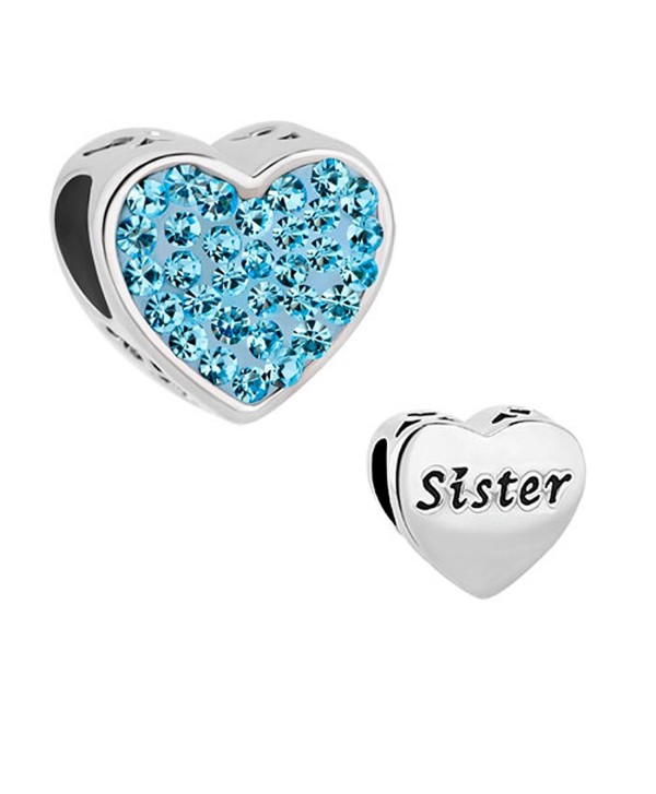 LovelyCharms Sister Heart Charm Bead For Bracelets - Blue - CV187T998U4