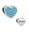 LovelyCharms Sister Heart Charm Bead For Bracelets - Blue - CV187T998U4