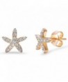 Starfish Stud Earrings Yellow Tone Rhodium 925 Sterling Silver Pave Clear White CZ Nautical - CB12IL3CWQJ