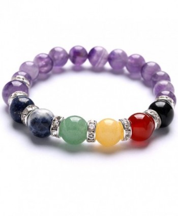 TGS Gems Beautiful Crystal Elastic Stretch Beaded Chakra Reiki Healing Bracelet 7 Chakra Mixed Combination - CY11VAVWWOL