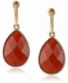 1928 Jewelry "Domenica" Gold-Tone Red Persimmon Faceted Pear Shape Drop Earrings - C3111QLMAER