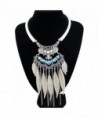 Fashion Silver Feather Filigree Necklace