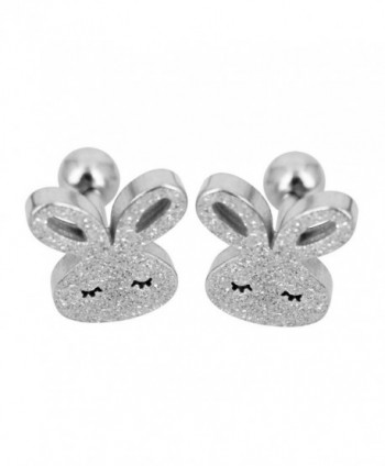 Bonnie Bunny Stainless Steel Cute Rabbit Screwback Stud Earrings - CV12EJTL54J