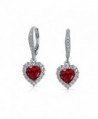 Bling Jewelry Simulated Garnet CZ Heart Leverback Earrings Rhodium Plated - CK11HHTPYR3