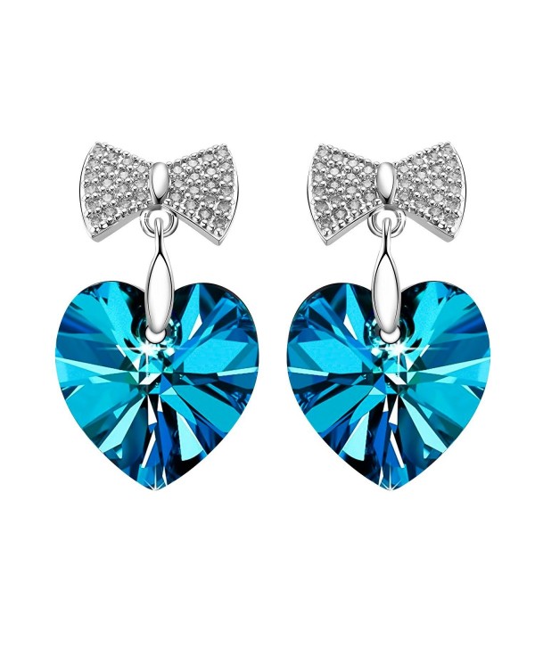 SIVERY Sterling Earrings Swarovski Crystals - Blue - CP12J3LZ8WX