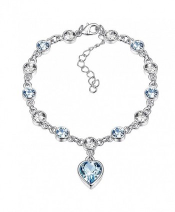 Love Heart Ocean Blue Crystal Bracelet for Women and Teens Sapphire ...