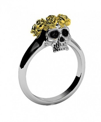 Gothic Jewelry for Women EVBEA Two Tone Dainty Skull Band with Unique Gold Rose Crown Rings - CT12NFG367A