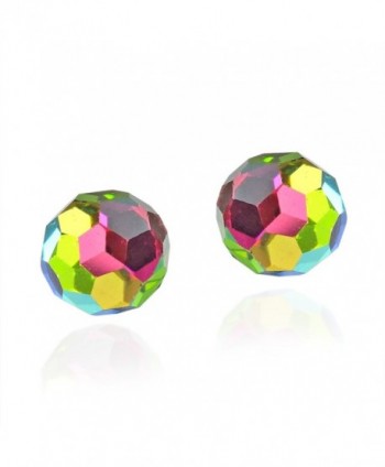 Rainbow Fashion Crystal Ball .925 Sterling Silver Stud Earrings - CE11O66V4DN