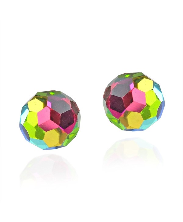 Rainbow Fashion Crystal Ball .925 Sterling Silver Stud Earrings - CE11O66V4DN