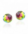 Rainbow Fashion Crystal Ball .925 Sterling Silver Stud Earrings - CE11O66V4DN