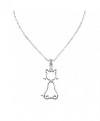 Sterling Silver Kitty Cat Necklace 18" - CU12F8QVR4P