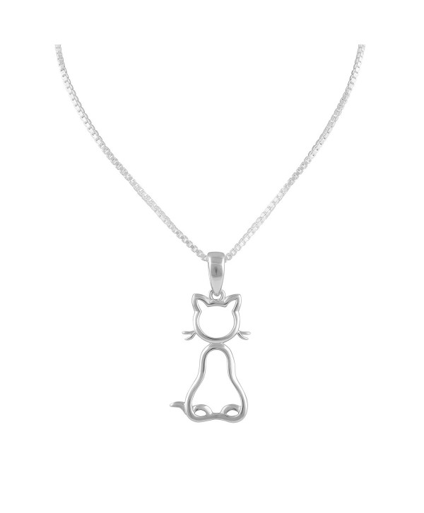 Sterling Silver Kitty Cat Necklace 18" - CU12F8QVR4P