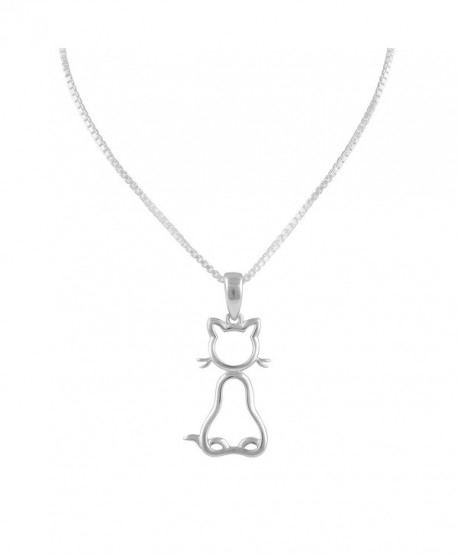Sterling Silver Kitty Cat Necklace 18" - CU12F8QVR4P
