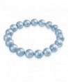 Bling Jewelry Round Light Blue Simulated Pearl Stretch Bracelet 10mm - CO11EZX2SYL