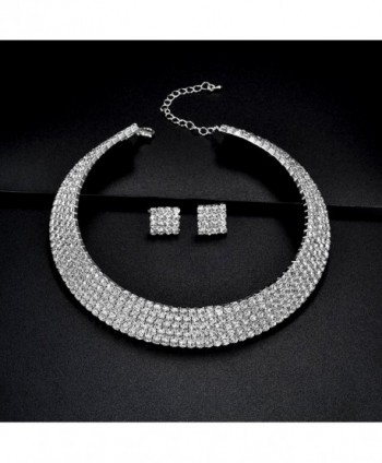 TENGZHEN Rhinestone Necklace Earrings Jewelry in Women's Jewelry Sets