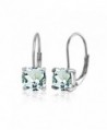 Sterling Amethyst Cushion Cut Leverback Earrings - Green Amethyst - Silver - C1186GGSD8L