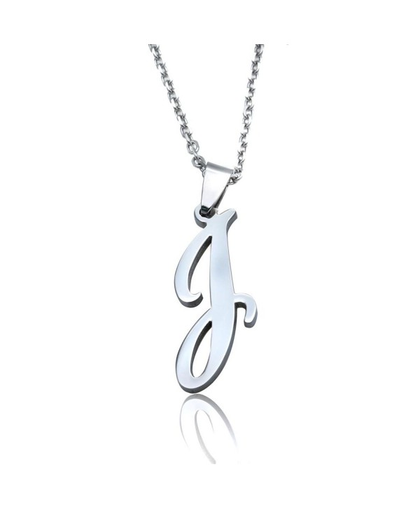 FUNRUN Womens Mens Stainless Steel Initial Letters Pendant Necklace - CY11RXWCGB1