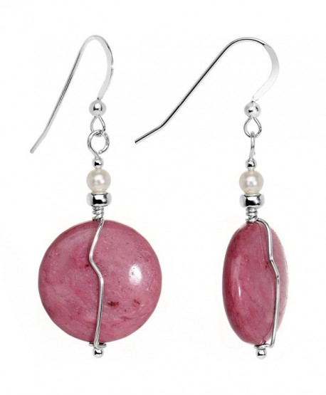 Body Candy Handcrafted 925 Sterling Silver Pink Rhodonite Earrings Created with Swarovski Crystals - CK12LJ38C53