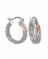 Sterling Silver with 14kt Rose Gold Plated Accents 11/16 Inch Engraved Hoop Earrings - C6116GOYCFF