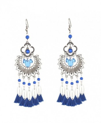 Boderier Vintage Retro Bohemian Chandelier Dangle Earrings Fashion Tassel Earrings Ear Drop - Blue - CG186YNI0CO