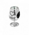 925 Sterling Silver Simulated Cubic Zirconia Love Wine Glass Bead Charm Fit Major Brand Bracelet - CW11JOS5DFD