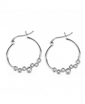 Sterling Silver Bezel Set White Cubic Zirconia Simulated Diamond Hoop Earrings - CT12KJO103T