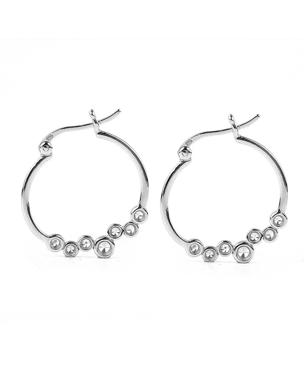 Sterling Silver Bezel Set White Cubic Zirconia Simulated Diamond Hoop Earrings - CT12KJO103T