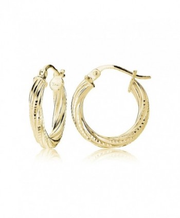 Hoops & Loops Sterling Silver 3mm Textured Twist Round Hoop Earrings- 15mm- 20mm- 25mm - C812KKGHK2B