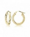 Hoops & Loops Sterling Silver 3mm Textured Twist Round Hoop Earrings- 15mm- 20mm- 25mm - C812KKGHK2B