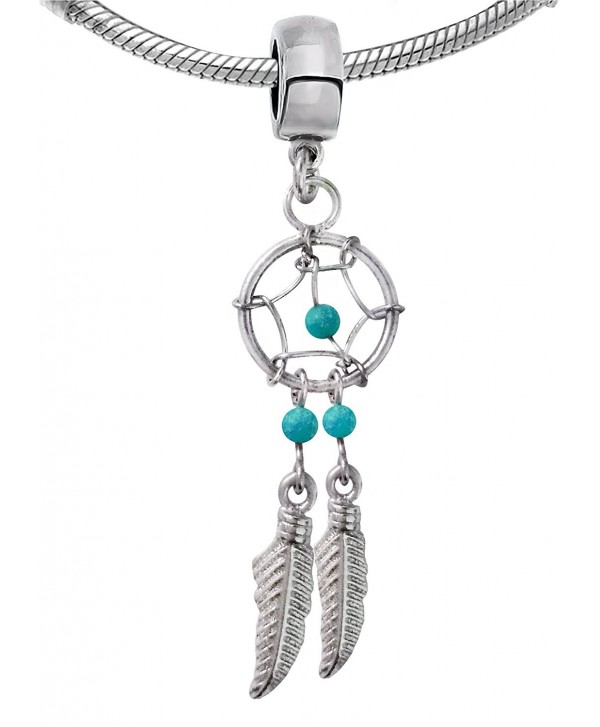 Silver Dream cather charm with Genuine Stone beads - various colors - turquoise - CT12851KS59