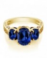 Simulated Sapphire Yellow Plated 3 Stone